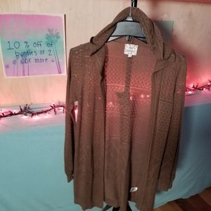 Pink Republic Chocolate Brown Hooded Cardigan